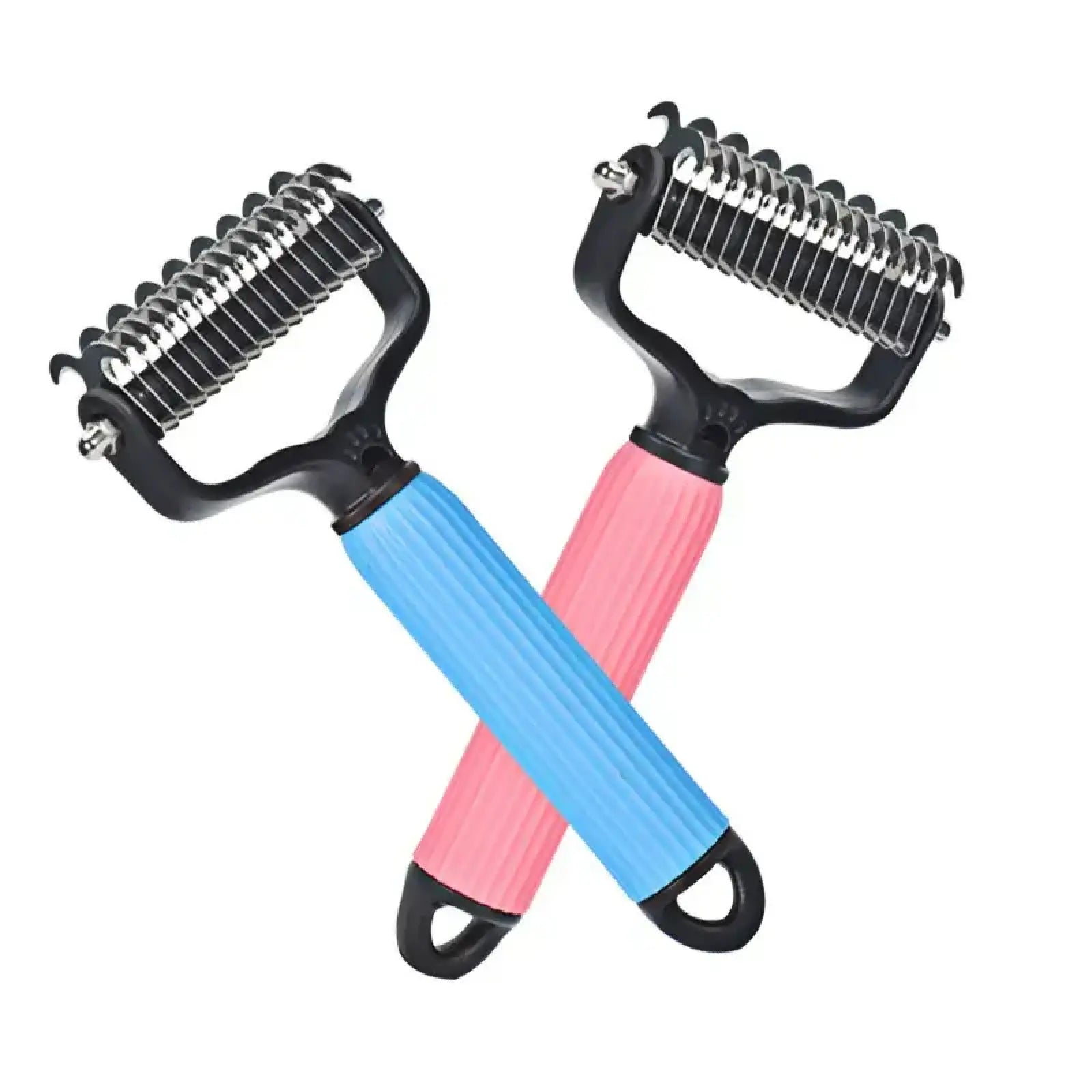 Professional Pet Grooming Tool - Universal Detangling Comb for Dogs with Stainless Steel Double-Sided Design for Effective Shedding Removal and Matted Hair Management.