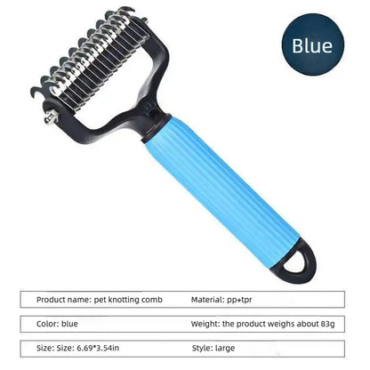 Professional Pet Grooming Tool - Universal Detangling Comb for Dogs with Stainless Steel Double-Sided Design for Effective Shedding Removal and Matted Hair Management.