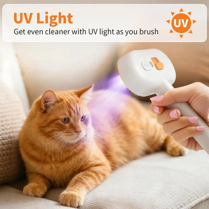 Furlyn Self-Cleaning Pet Hair Remover Brush for Dogs and Cats with Spray Mist – One-Click Deshedding Grooming Tool for Effective Shedding and Undercoat Removal