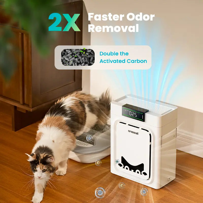 Oneisall Air Purifier for Homes with Pets, 3-in-1 Washable HEPA Filter, Dual-Sided Filter with 200G Activated Carbon, Pet-Friendly Design with Pet Lock, Allergen Relief and Odor Removal