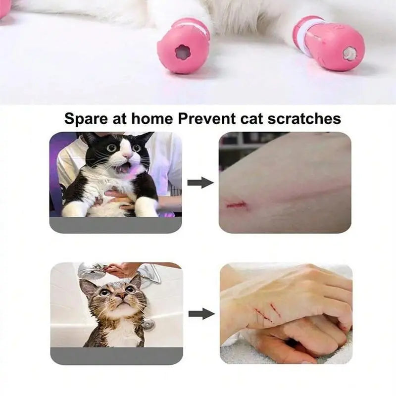 Cat Bathing Shoes – Set of 4 Pairs, Silicone Paw Protectors for Pet Grooming – Safeguards Paws During Baths, Prevents Scratching, Durable and Reliable.