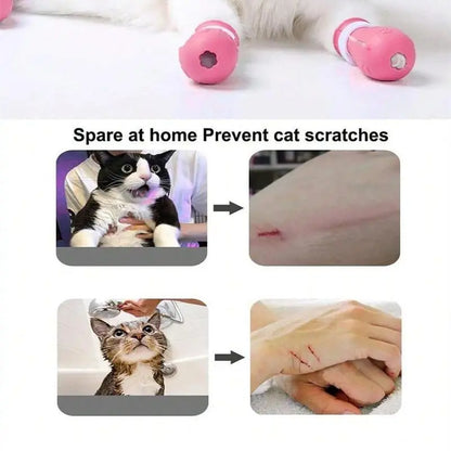 Cat Bathing Shoes – Set of 4 Pairs, Silicone Paw Protectors for Pet Grooming – Safeguards Paws During Baths, Prevents Scratching, Durable and Reliable.