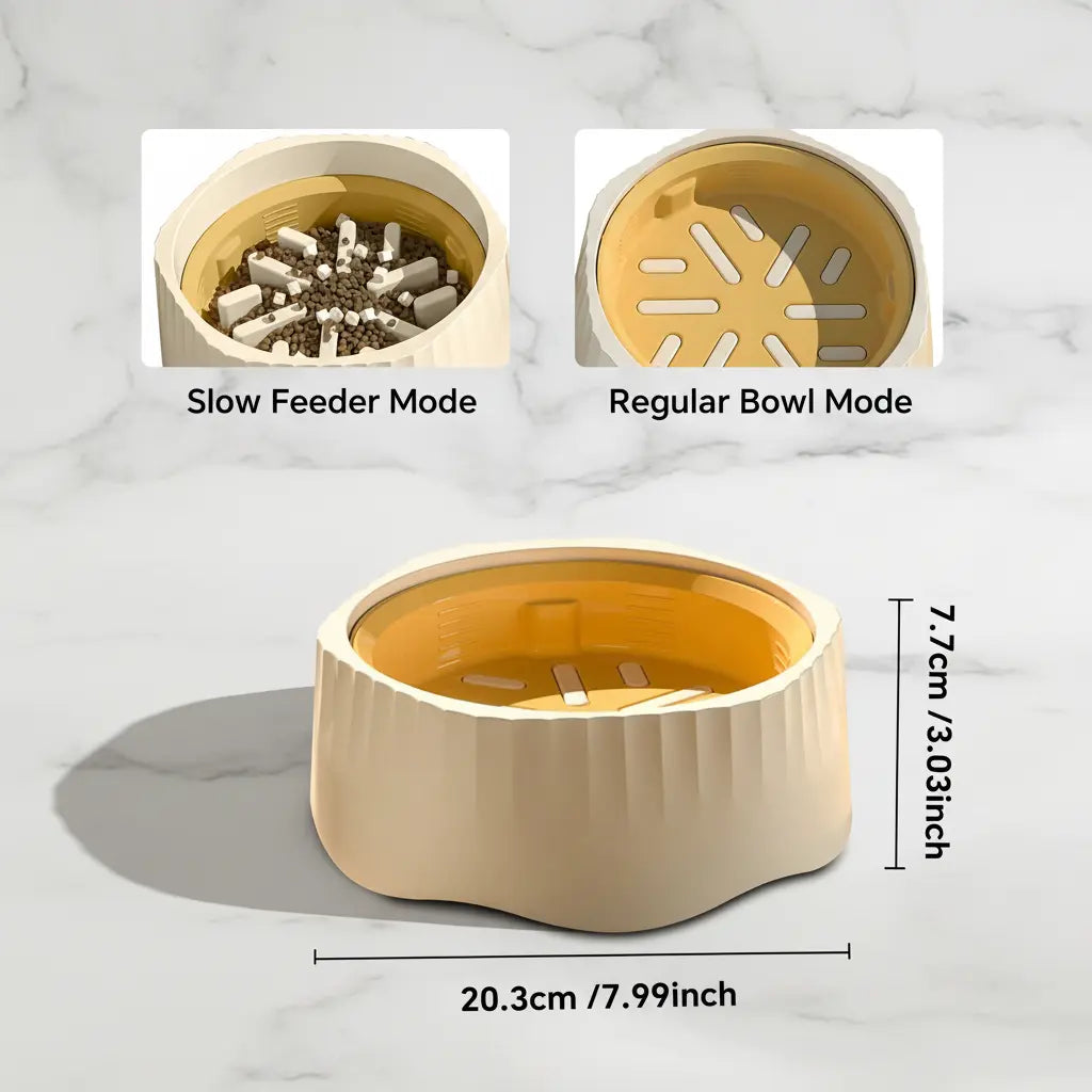 2-in-1 Slow Feeder Dog Bowl - 20.3 cm Large Snowflake Maze Puzzle Bowl for Fast Eaters, Removable Insert, Dual Feed Modes, Durable and Easy to Clean, Promotes Healthy Digestion, Suitable for Dogs and Cats