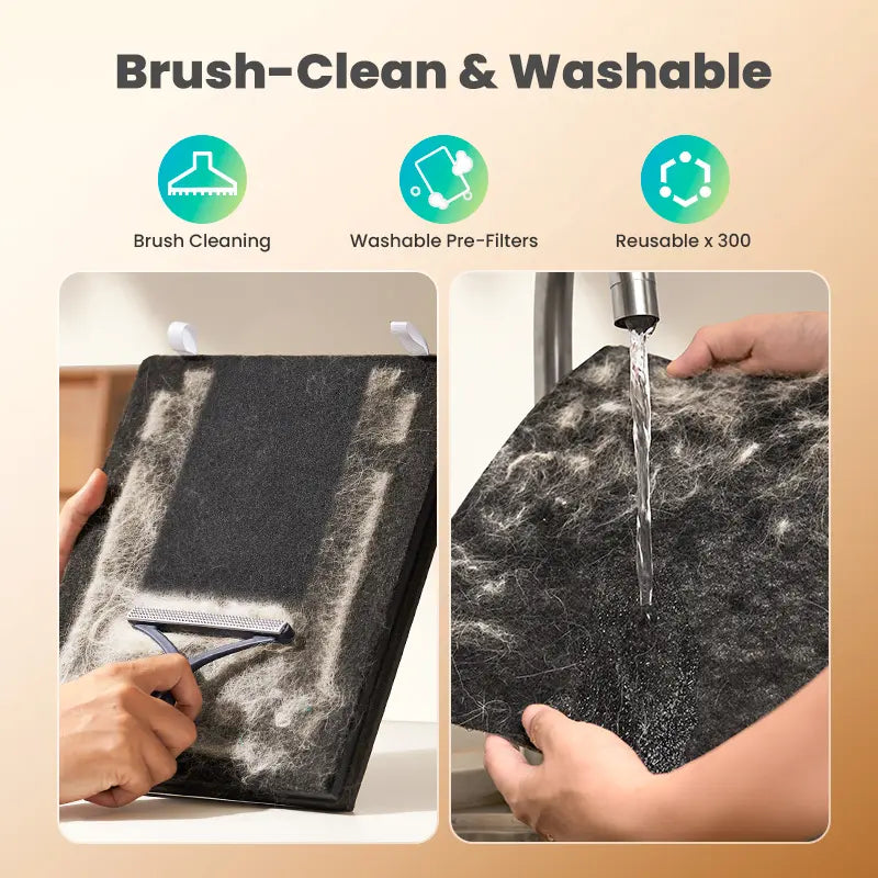 Oneisall Air Purifier for Homes with Pets, 3-in-1 Washable HEPA Filter, Dual-Sided Filter with 200G Activated Carbon, Pet-Friendly Design with Pet Lock, Allergen Relief and Odor Removal