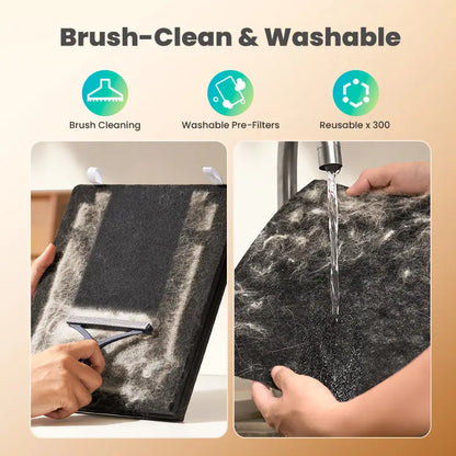 Oneisall Air Purifier for Homes with Pets, 3-in-1 Washable HEPA Filter, Dual-Sided Filter with 200G Activated Carbon, Pet-Friendly Design with Pet Lock, Allergen Relief and Odor Removal
