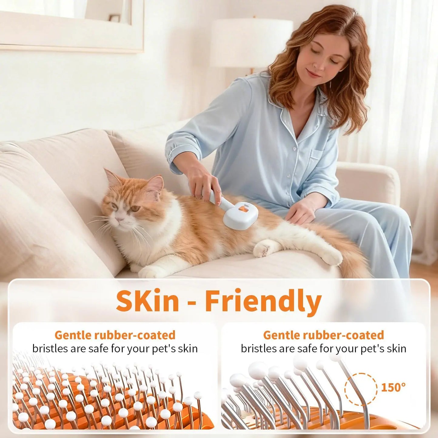 Furlyn Self-Cleaning Pet Hair Remover Brush for Dogs and Cats with Spray Mist – One-Click Deshedding Grooming Tool for Effective Shedding and Undercoat Removal