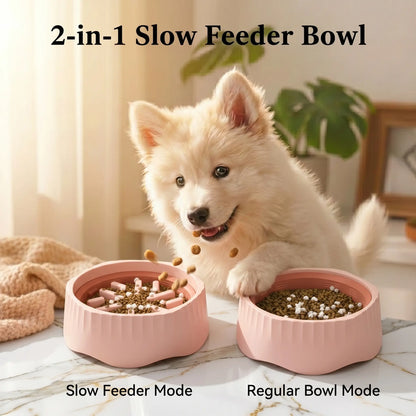 2-in-1 Slow Feeder Dog Bowl - 20.3 cm Large Snowflake Maze Puzzle Bowl for Fast Eaters, Removable Insert, Dual Feed Modes, Durable and Easy to Clean, Promotes Healthy Digestion, Suitable for Dogs and Cats