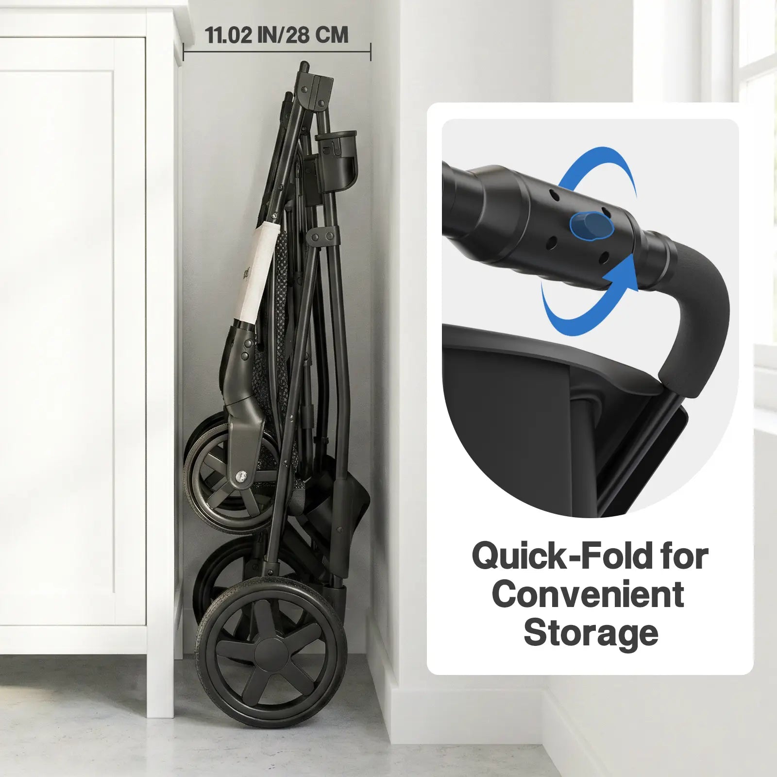 Happy & Polly Foldable Pet Stroller with Detachable Carrier - Compact & Portable for Easy Travel