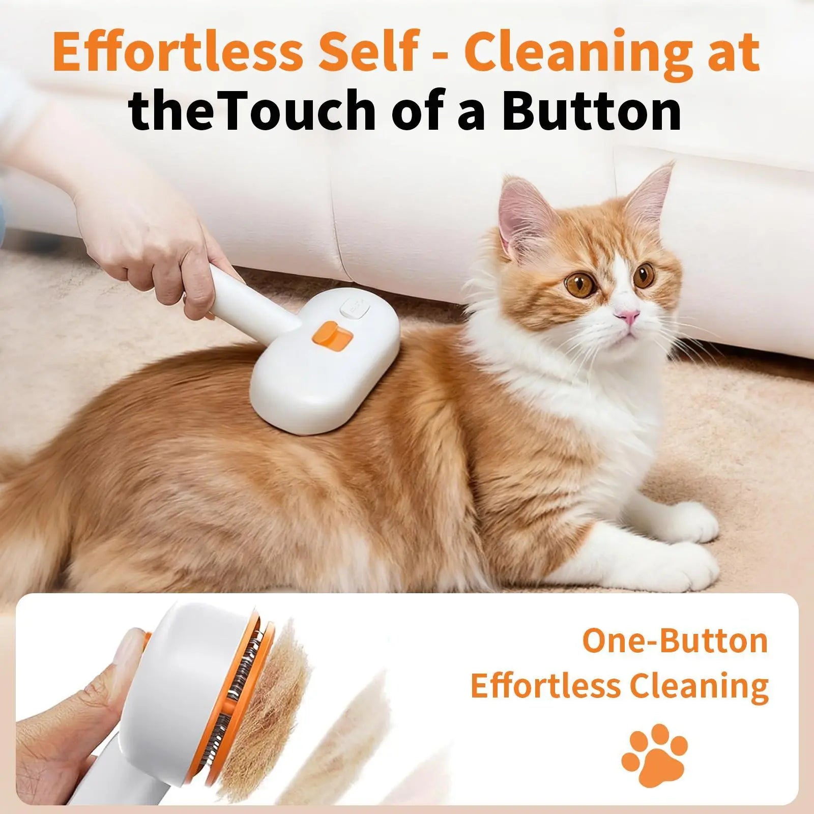 Furlyn Self-Cleaning Pet Hair Remover Brush for Dogs and Cats with Spray Mist – One-Click Deshedding Grooming Tool for Effective Shedding and Undercoat Removal