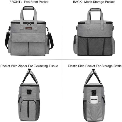 Premium Pet Travel Bag: Airline-Approved Weekend Set for Dogs and Cats with Multi-Functional Pockets, Food Storage Containers, Collapsible Bowls, and Feeding Mat (Grey)