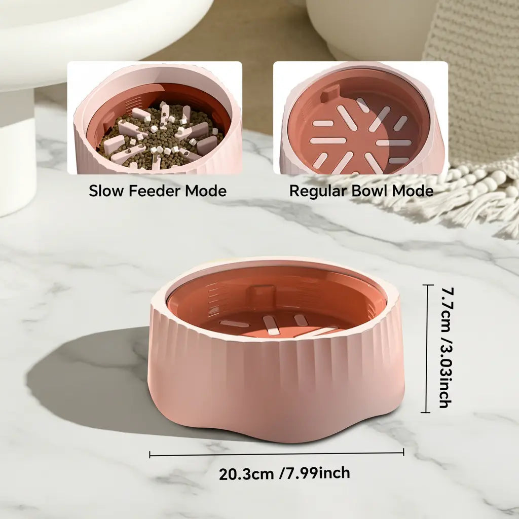 2-in-1 Slow Feeder Dog Bowl - 20.3 cm Large Snowflake Maze Puzzle Bowl for Fast Eaters, Removable Insert, Dual Feed Modes, Durable and Easy to Clean, Promotes Healthy Digestion, Suitable for Dogs and Cats