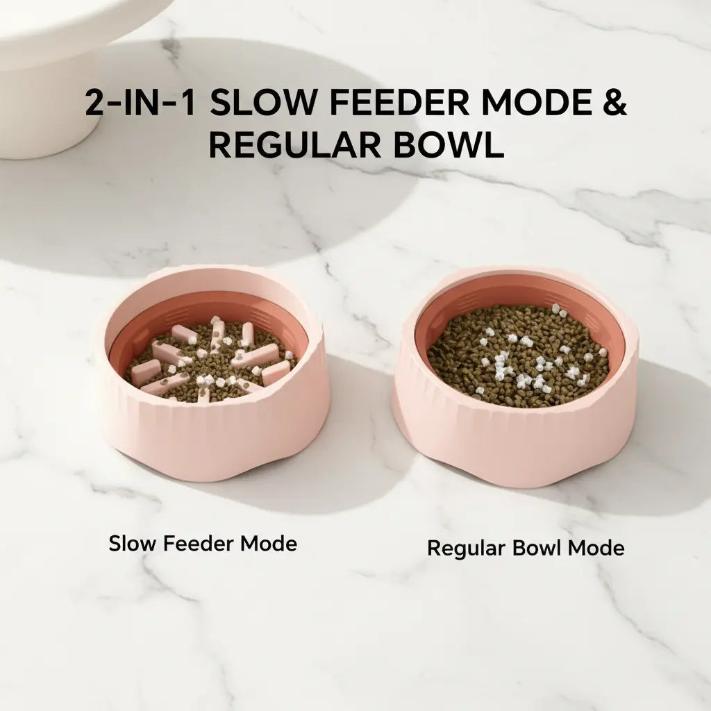2-in-1 Slow Feeder Dog Bowl - 20.3 cm Large Snowflake Maze Puzzle Bowl for Fast Eaters, Removable Insert, Dual Feed Modes, Durable and Easy to Clean, Promotes Healthy Digestion, Suitable for Dogs and Cats