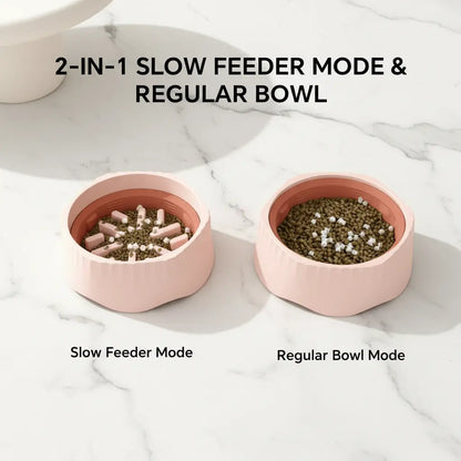 2-in-1 Slow Feeder Dog Bowl - 20.3 cm Large Snowflake Maze Puzzle Bowl for Fast Eaters, Removable Insert, Dual Feed Modes, Durable and Easy to Clean, Promotes Healthy Digestion, Suitable for Dogs and Cats