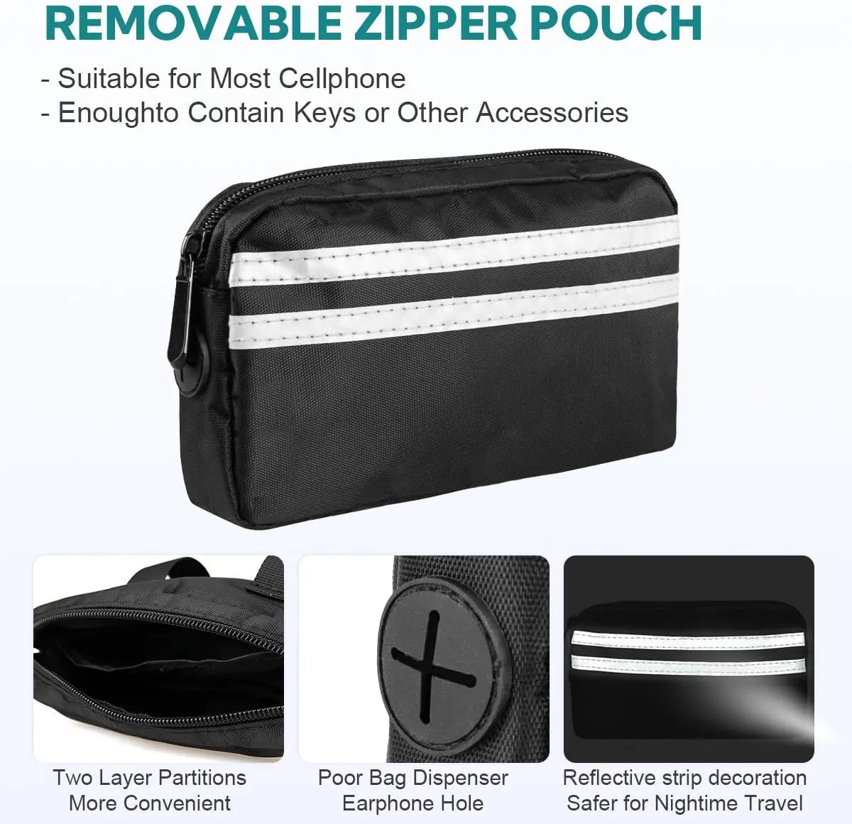 Pipidodo Hands-Free Dual Dog Leash with Waist Bag and Cushioned Pad - Effortless and Tangle-Free Walking for Two Dogs