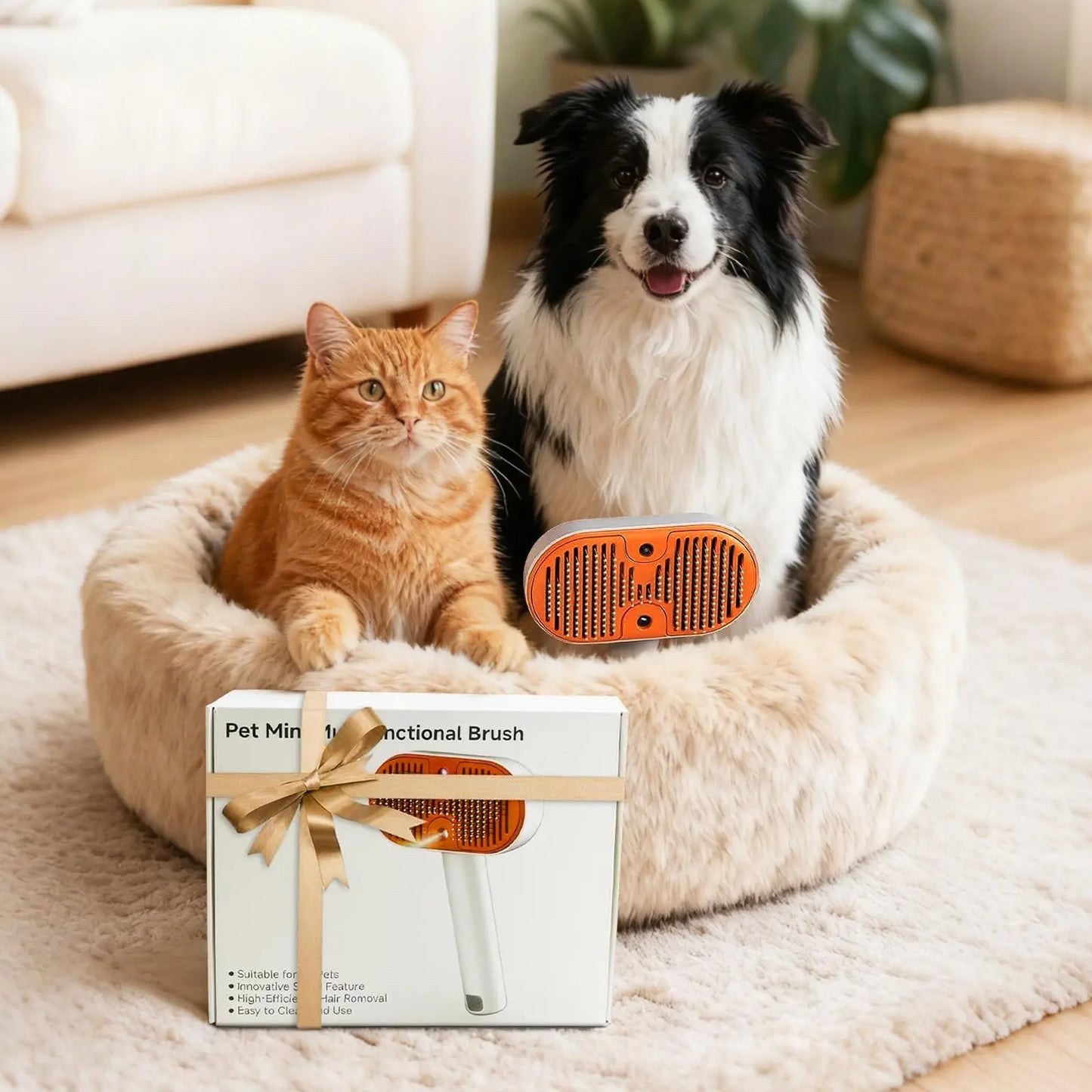 Furlyn Self-Cleaning Pet Hair Remover Brush for Dogs and Cats with Spray Mist – One-Click Deshedding Grooming Tool for Effective Shedding and Undercoat Removal