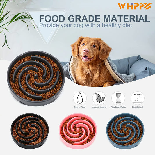 Large Non-Slip Slow Feeder Dog Bowl for Medium to Large Breeds - Interactive Maze Puzzle Design to Prevent Bloating and Choking, Light Gray