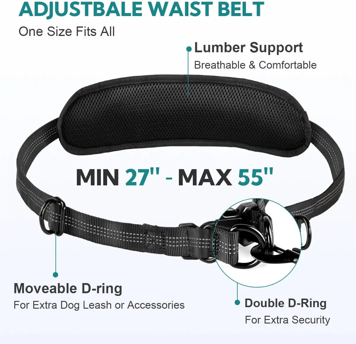 Pipidodo Hands-Free Dual Dog Leash with Waist Bag and Cushioned Pad - Effortless and Tangle-Free Walking for Two Dogs