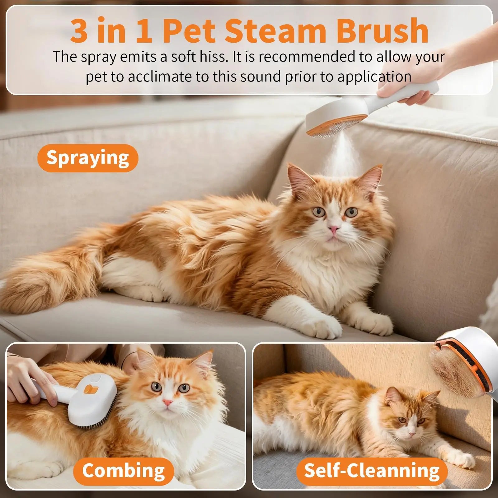 Furlyn Self-Cleaning Pet Hair Remover Brush for Dogs and Cats with Spray Mist – One-Click Deshedding Grooming Tool for Effective Shedding and Undercoat Removal