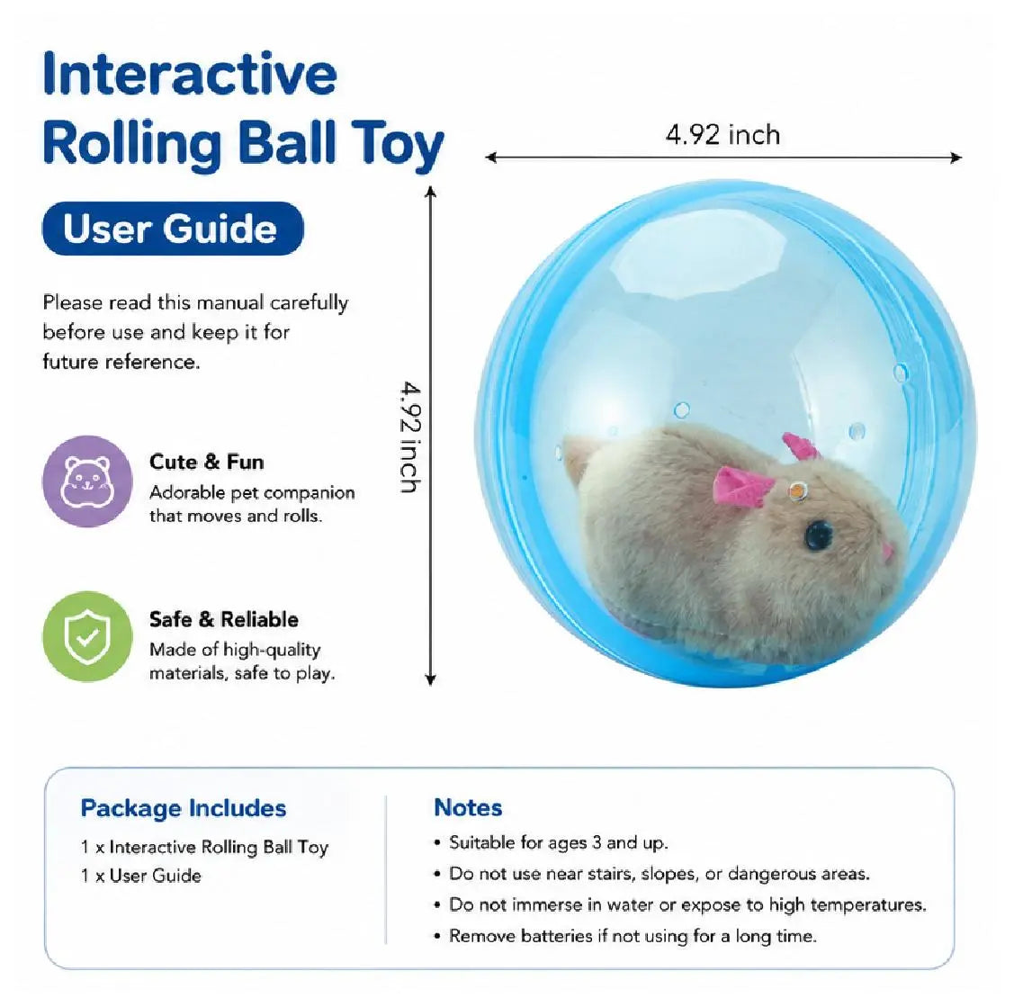 Smart Cat Toy: USB Rechargeable Auto-Rolling Ball for Hands-Free Play with Mouse for Indoor Cats